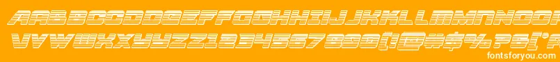 Aircruiserchromeital-Schriftart – Weiße Schriften auf orangefarbenem Hintergrund