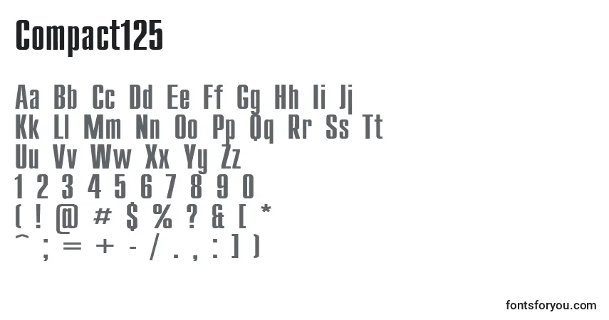 Шрифт Compact125 – алфавит, цифры, специальные символы