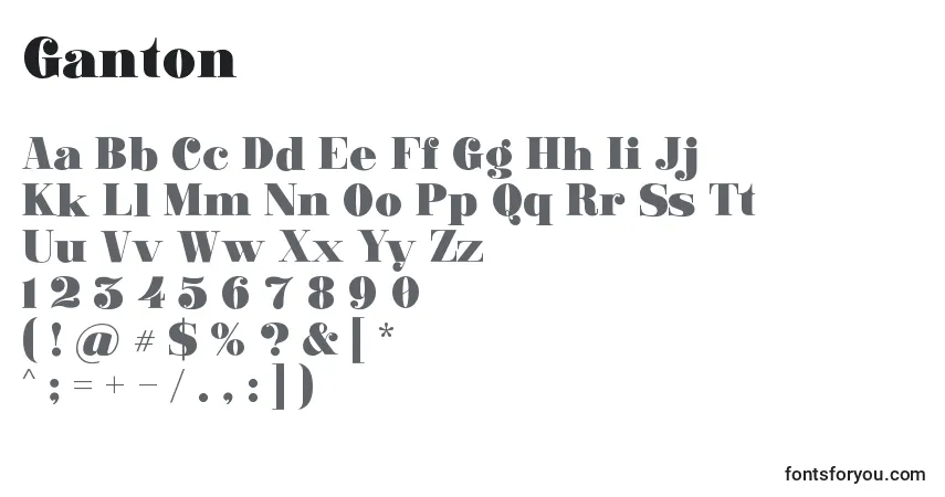 Ganton-fontti – aakkoset, numerot, erikoismerkit