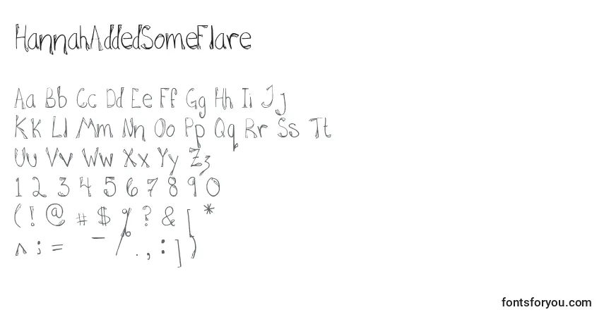 A fonte HannahAddedSomeFlare – alfabeto, números, caracteres especiais