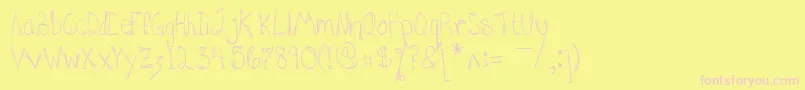 HannahAddedSomeFlare-Schriftart – Rosa Schriften auf gelbem Hintergrund