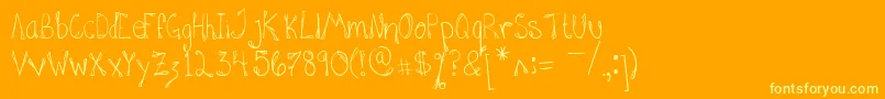 HannahAddedSomeFlare-Schriftart – Gelbe Schriften auf orangefarbenem Hintergrund