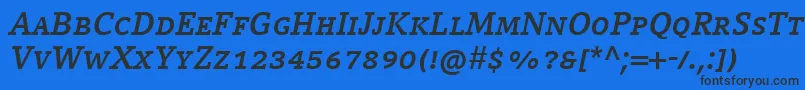 Шрифт CompatilLetterLtComBoldItalicSmallCaps – чёрные шрифты на синем фоне