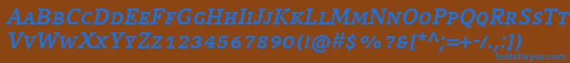 Czcionka CompatilLetterLtComBoldItalicSmallCaps – niebieskie czcionki na brązowym tle