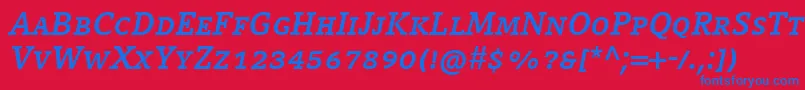 CompatilLetterLtComBoldItalicSmallCaps Font – Blue Fonts on Red Background