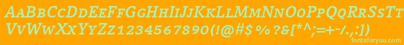 CompatilLetterLtComBoldItalicSmallCaps Font – Green Fonts on Orange Background