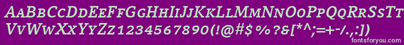 フォントCompatilLetterLtComBoldItalicSmallCaps – 紫の背景に緑のフォント