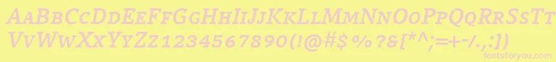 CompatilLetterLtComBoldItalicSmallCaps Font – Pink Fonts on Yellow Background