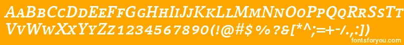 Шрифт CompatilLetterLtComBoldItalicSmallCaps – белые шрифты на оранжевом фоне