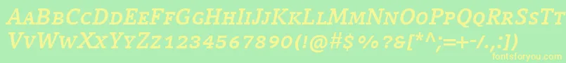 フォントCompatilLetterLtComBoldItalicSmallCaps – 黄色の文字が緑の背景にあります