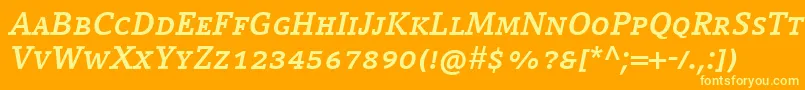 CompatilLetterLtComBoldItalicSmallCaps Font – Yellow Fonts on Orange Background