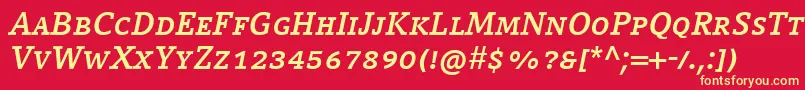 フォントCompatilLetterLtComBoldItalicSmallCaps – 黄色の文字、赤い背景