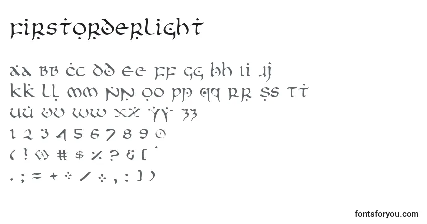 Czcionka FirstOrderLight – alfabet, cyfry, specjalne znaki