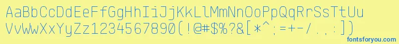 KlartextMonoThin Font – Blue Fonts on Yellow Background