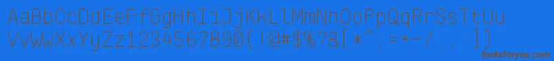 フォントKlartextMonoThin – 茶色の文字が青い背景にあります。