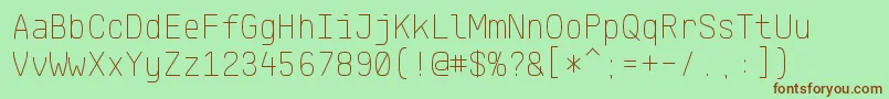 KlartextMonoThin Font – Brown Fonts on Green Background