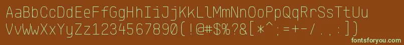 Шрифт KlartextMonoThin – зелёные шрифты на коричневом фоне