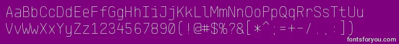 KlartextMonoThin Font – Green Fonts on Purple Background