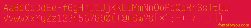 KlartextMonoThin Font – Orange Fonts on Red Background