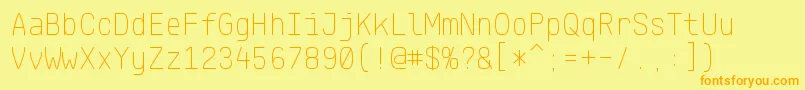 KlartextMonoThin Font – Orange Fonts on Yellow Background