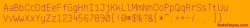 KlartextMonoThin-Schriftart – Violette Schriften auf orangefarbenem Hintergrund