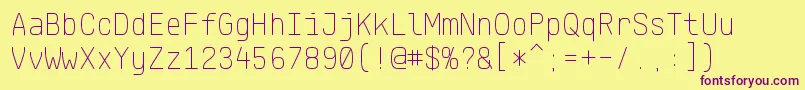 KlartextMonoThin Font – Purple Fonts on Yellow Background