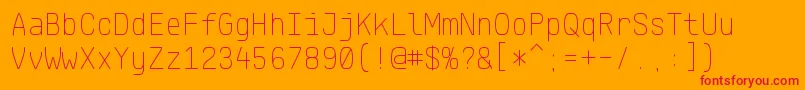 KlartextMonoThin-Schriftart – Rote Schriften auf orangefarbenem Hintergrund