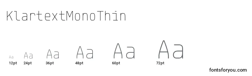 Размеры шрифта KlartextMonoThin