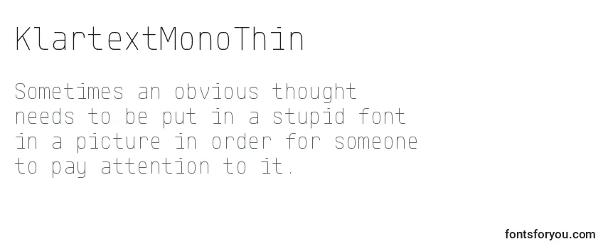 Review of the KlartextMonoThin Font