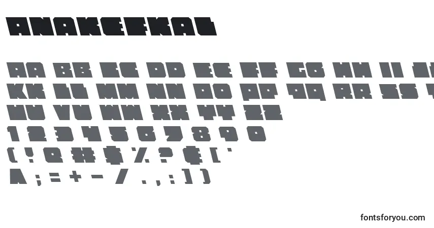 Schriftart Anakefkal – Alphabet, Zahlen, spezielle Symbole