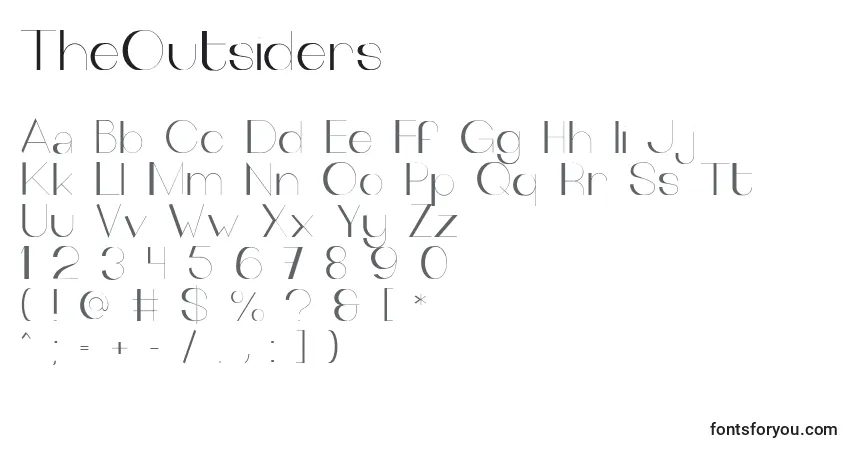 Czcionka TheOutsiders – alfabet, cyfry, specjalne znaki