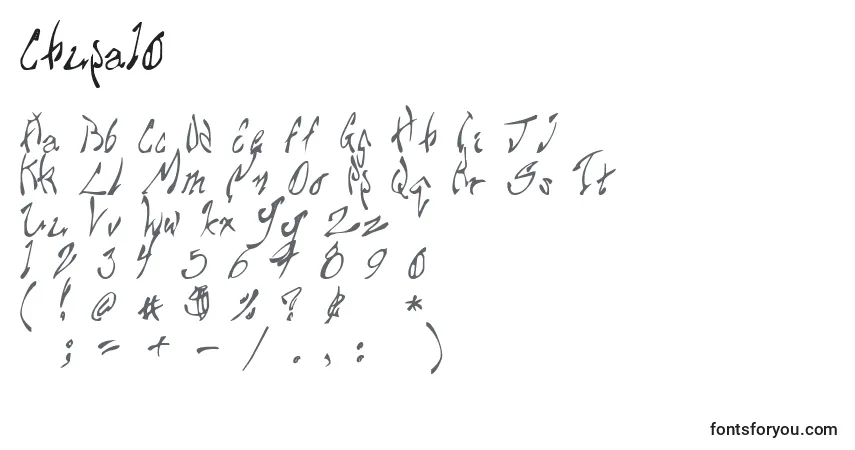 A fonte Chupa10 – alfabeto, números, caracteres especiais