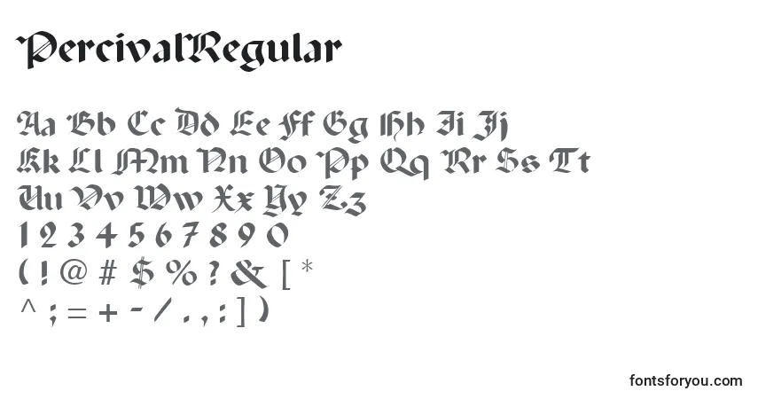 Schriftart PercivalRegular – Alphabet, Zahlen, spezielle Symbole