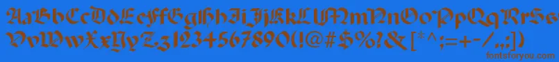 フォントPercivalRegular – 茶色の文字が青い背景にあります。