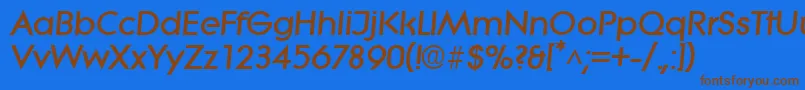 フォントLiteraBoldItalic – 茶色の文字が青い背景にあります。