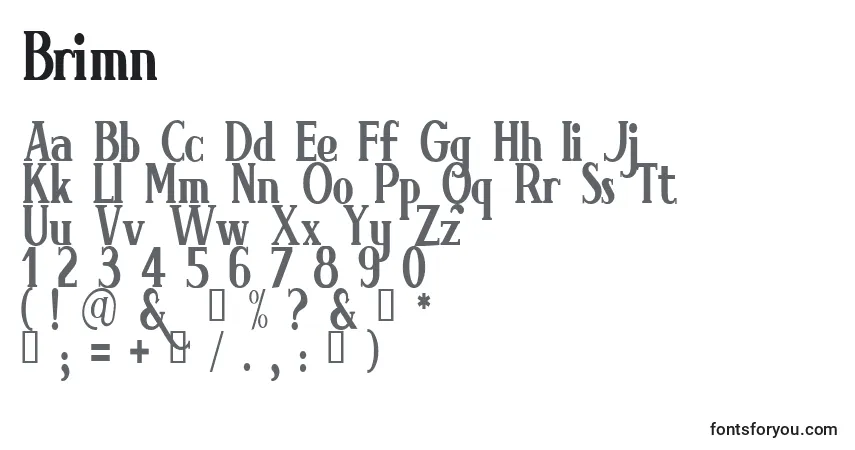 Schriftart Brimn – Alphabet, Zahlen, spezielle Symbole
