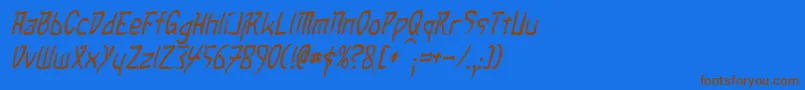 TaibaijanItalic-Schriftart – Braune Schriften auf blauem Hintergrund