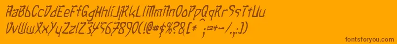 TaibaijanItalic-Schriftart – Braune Schriften auf orangefarbenem Hintergrund