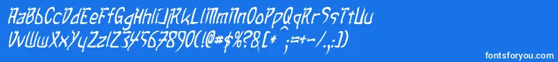 TaibaijanItalic Font – White Fonts on Blue Background