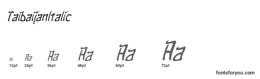 Размеры шрифта TaibaijanItalic