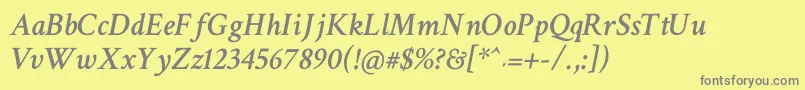 フォントCrimsonTextSemiboldItalic – 黄色の背景に灰色の文字