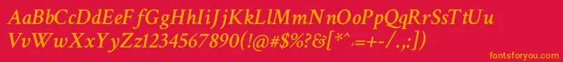 Шрифт CrimsonTextSemiboldItalic – оранжевые шрифты на красном фоне