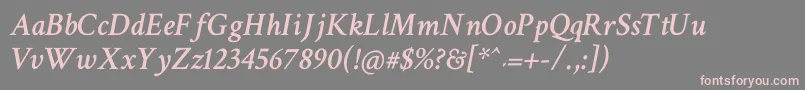 CrimsonTextSemiboldItalic Font – Pink Fonts on Gray Background