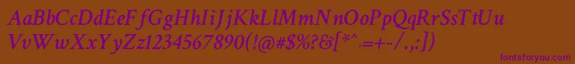 フォントCrimsonTextSemiboldItalic – 紫色のフォント、茶色の背景