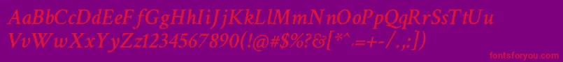 CrimsonTextSemiboldItalic Font – Red Fonts on Purple Background