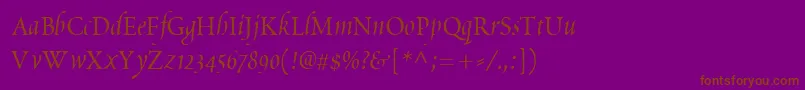 PoeticaChanceryIv Font – Brown Fonts on Purple Background