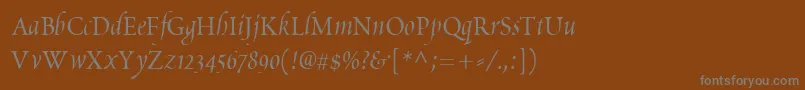 フォントPoeticaChanceryIv – 茶色の背景に灰色の文字