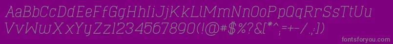 CaboSlabItalic-fontti – harmaat kirjasimet violetilla taustalla