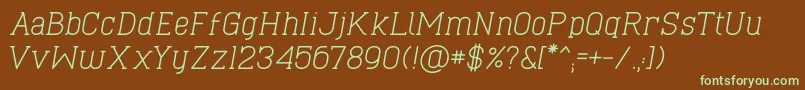 CaboSlabItalic-fontti – vihreät fontit ruskealla taustalla