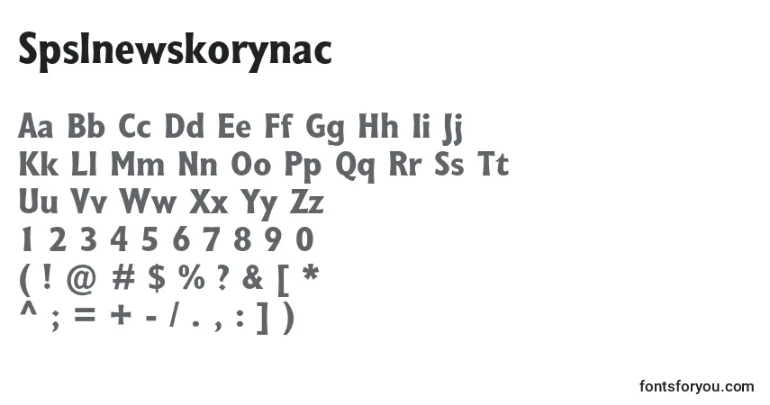 Czcionka Spslnewskorynac – alfabet, cyfry, specjalne znaki